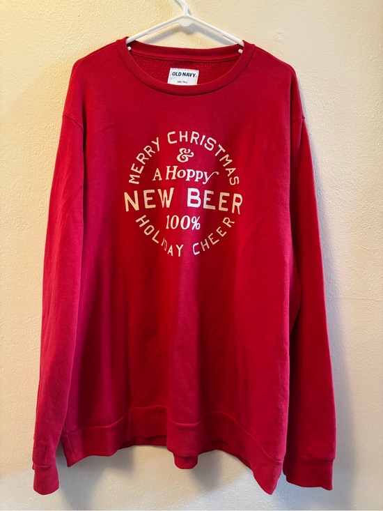 Old Navy Other - Old Navy Christmas Beer Graphic Sweatshirt XXL Tall Red Funny Holiday Hoppy New